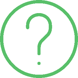A green question mark in the middle of a circle.