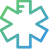A blue and green pixel art style medical symbol.